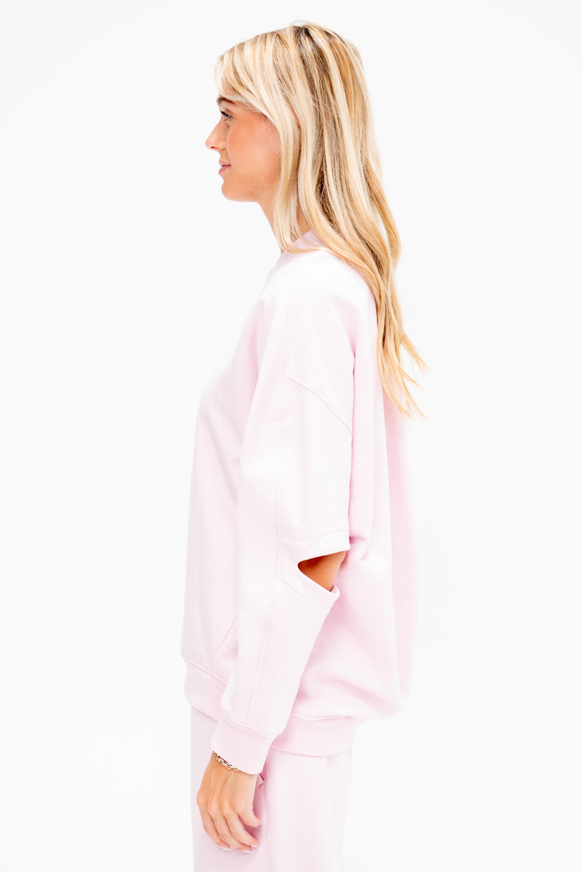 Cocoon Crewneck Sweatshirt, Light Pink
