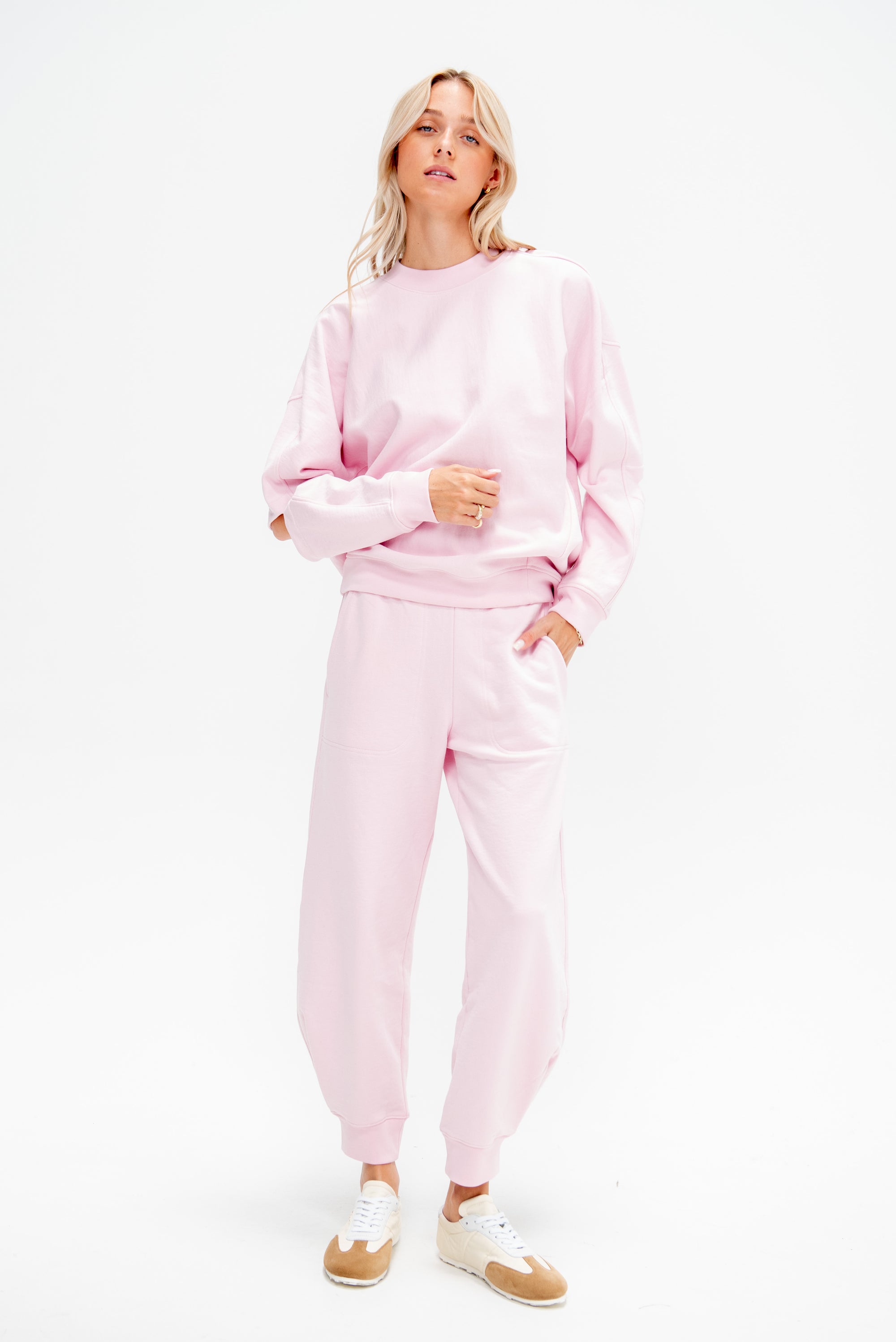Cocoon Crewneck Sweatshirt, Light Pink
