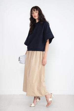 TIBI - Nylon Pull On Full Skirt, Tan