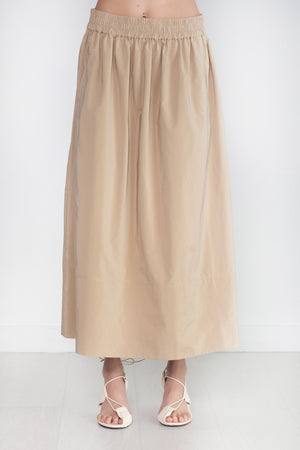 TIBI - Nylon Pull On Full Skirt, Tan