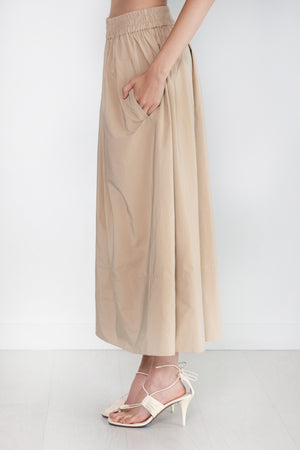 TIBI - Nylon Pull On Full Skirt, Tan