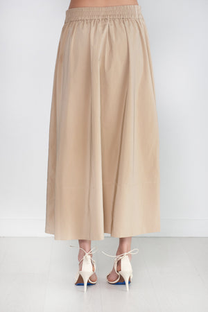 TIBI - Nylon Pull On Full Skirt, Tan