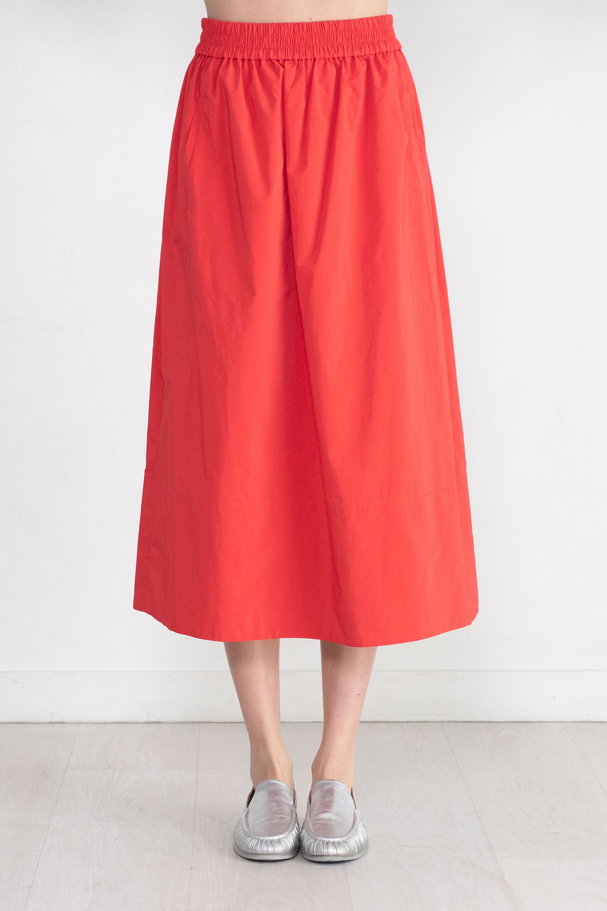 TIBI - Nylon Pull On Full Skirt, Red