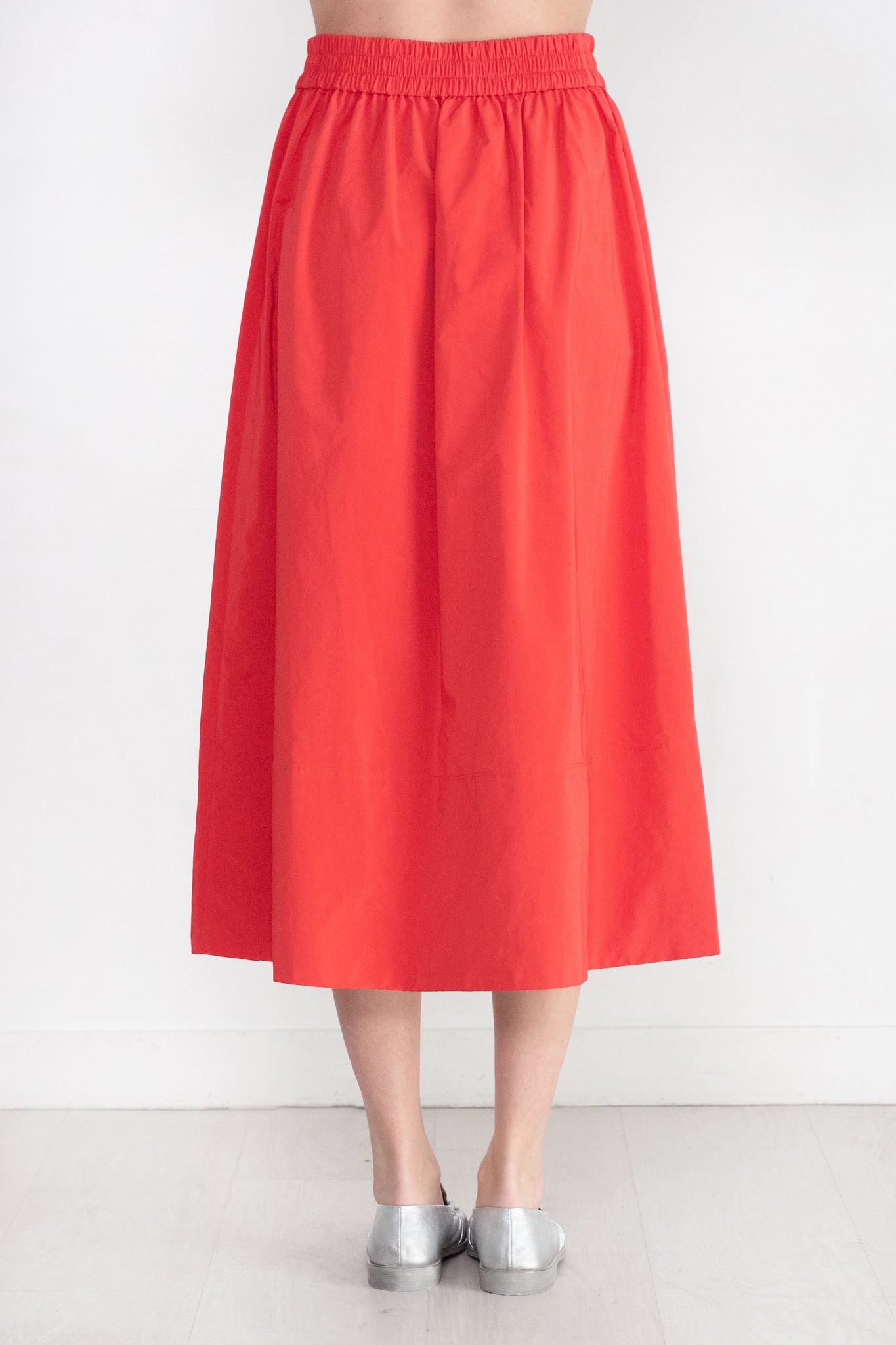 TIBI - Nylon Pull On Full Skirt, Red