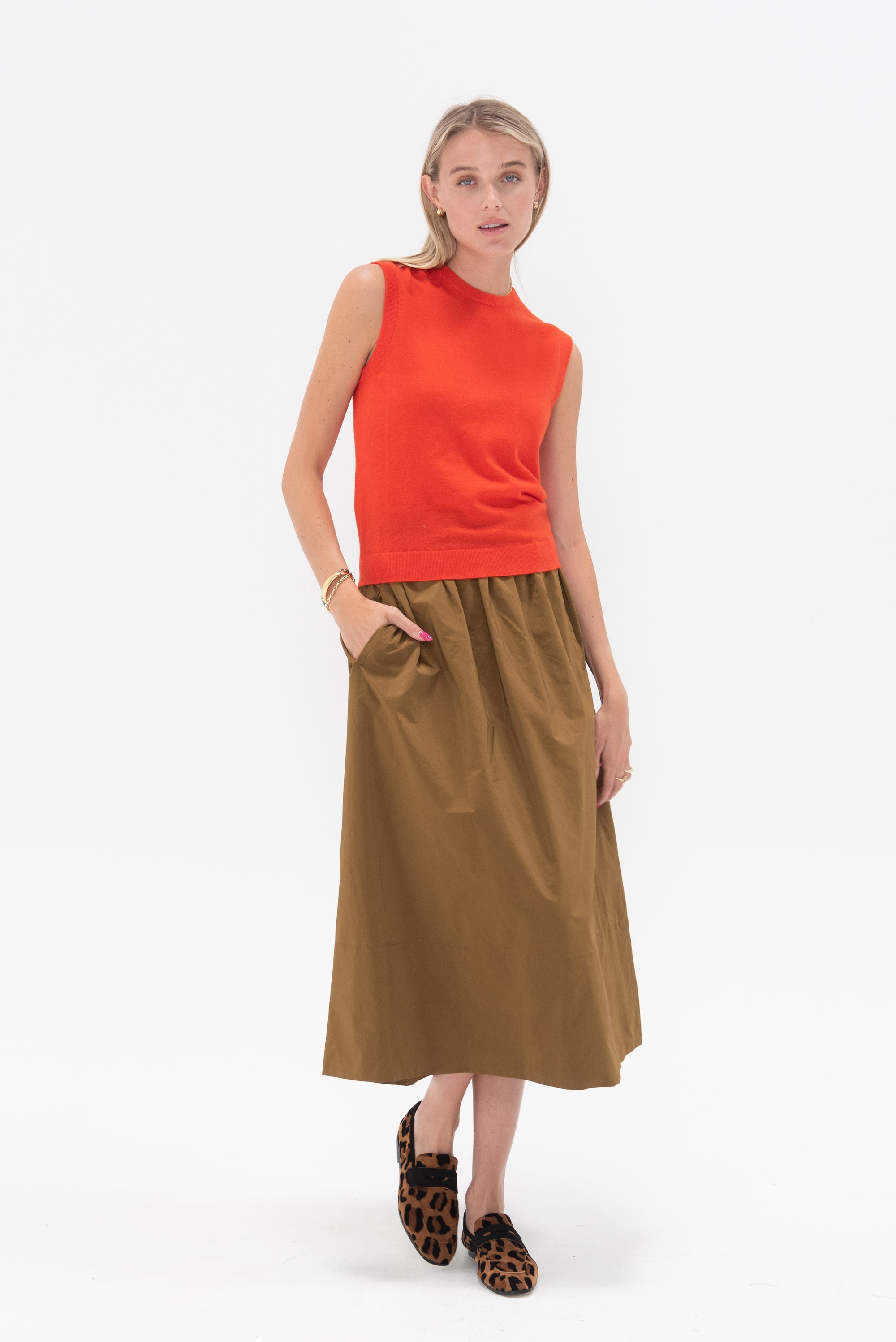 TIBI - Skinlike Mercerized Wool Sleeveless Sweater, Red