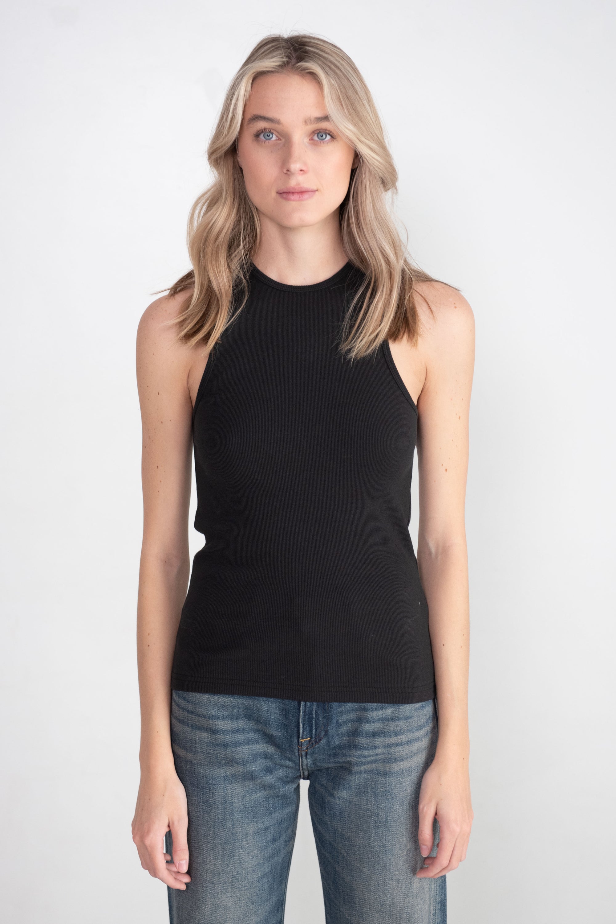 TIBI - Ribbed T-Shirt Tank, Black