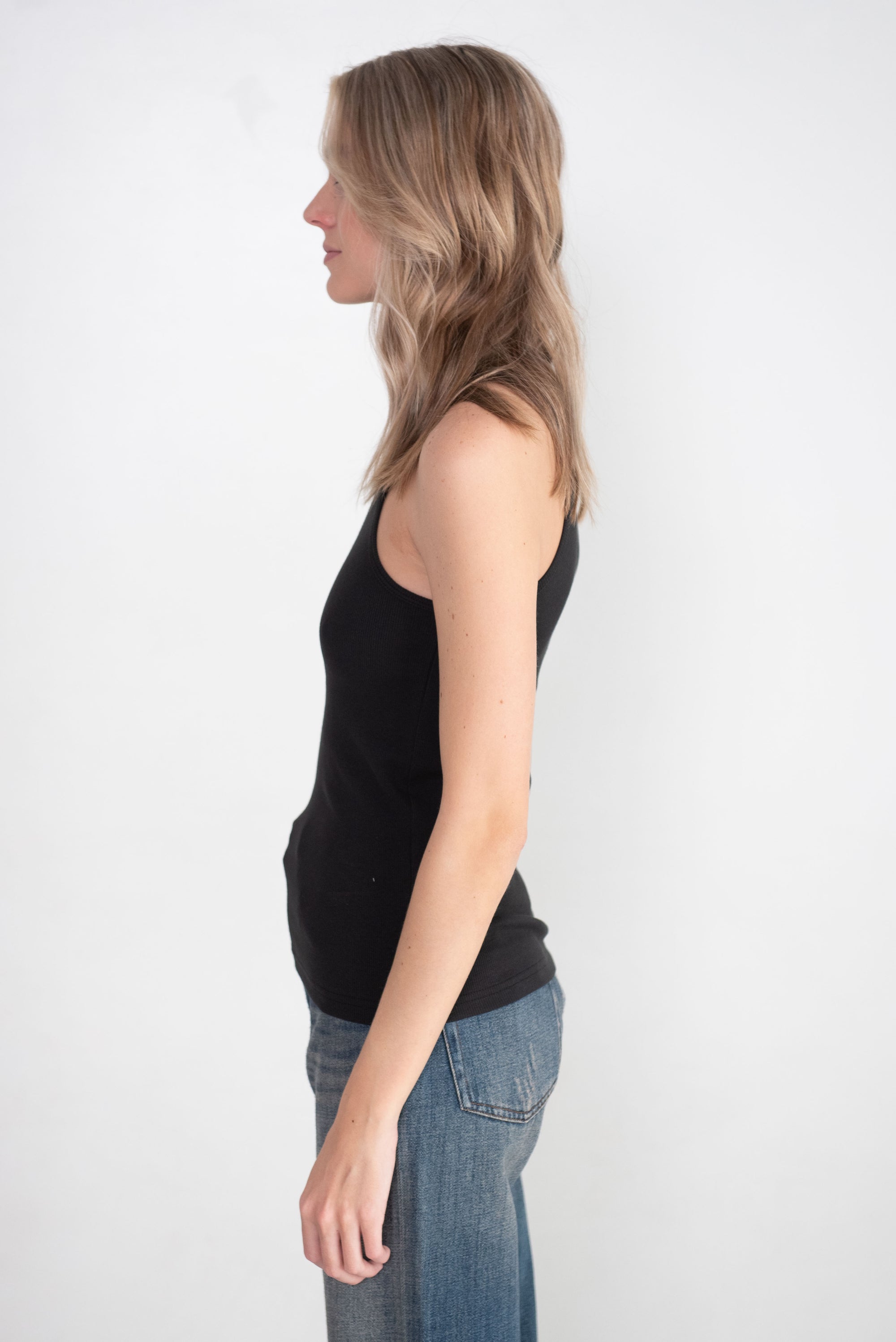 TIBI - Ribbed T-Shirt Tank, Black