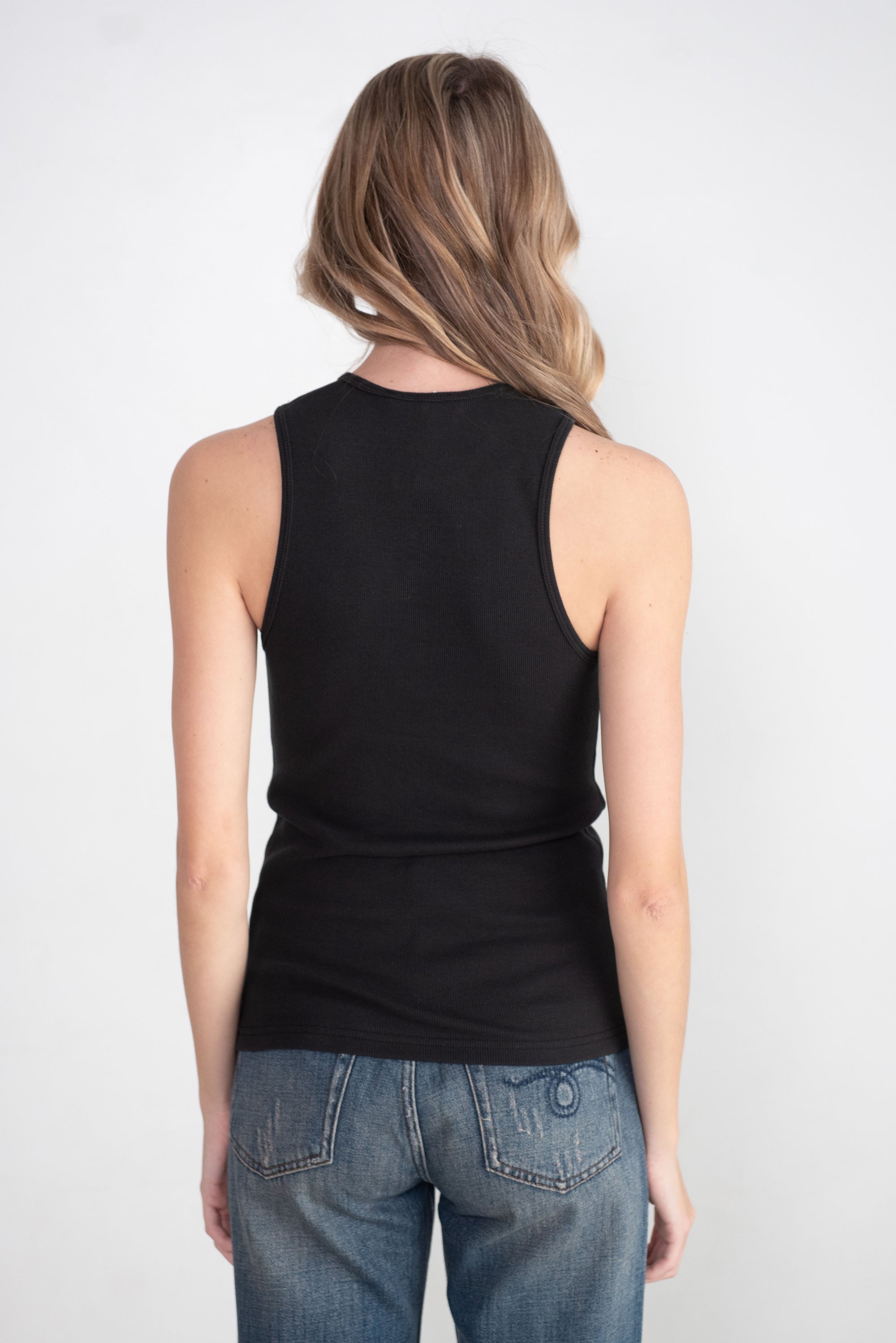 TIBI - Ribbed T-Shirt Tank, Black