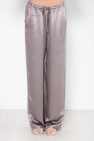 TIBI - Sion Satin Wide Leg Pull On Pant, Slate Grey