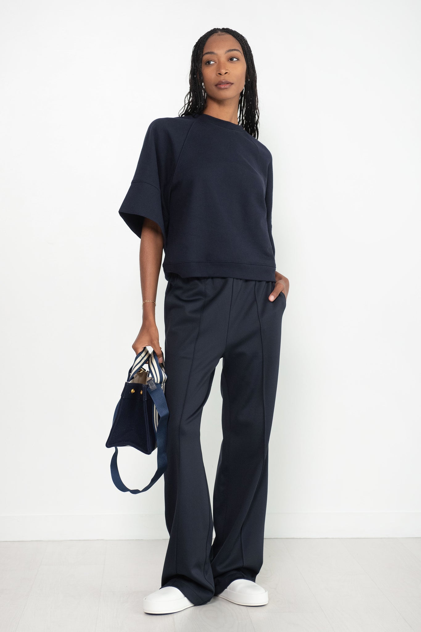 TIBI - Active Knit Scottie Jogger, Navy