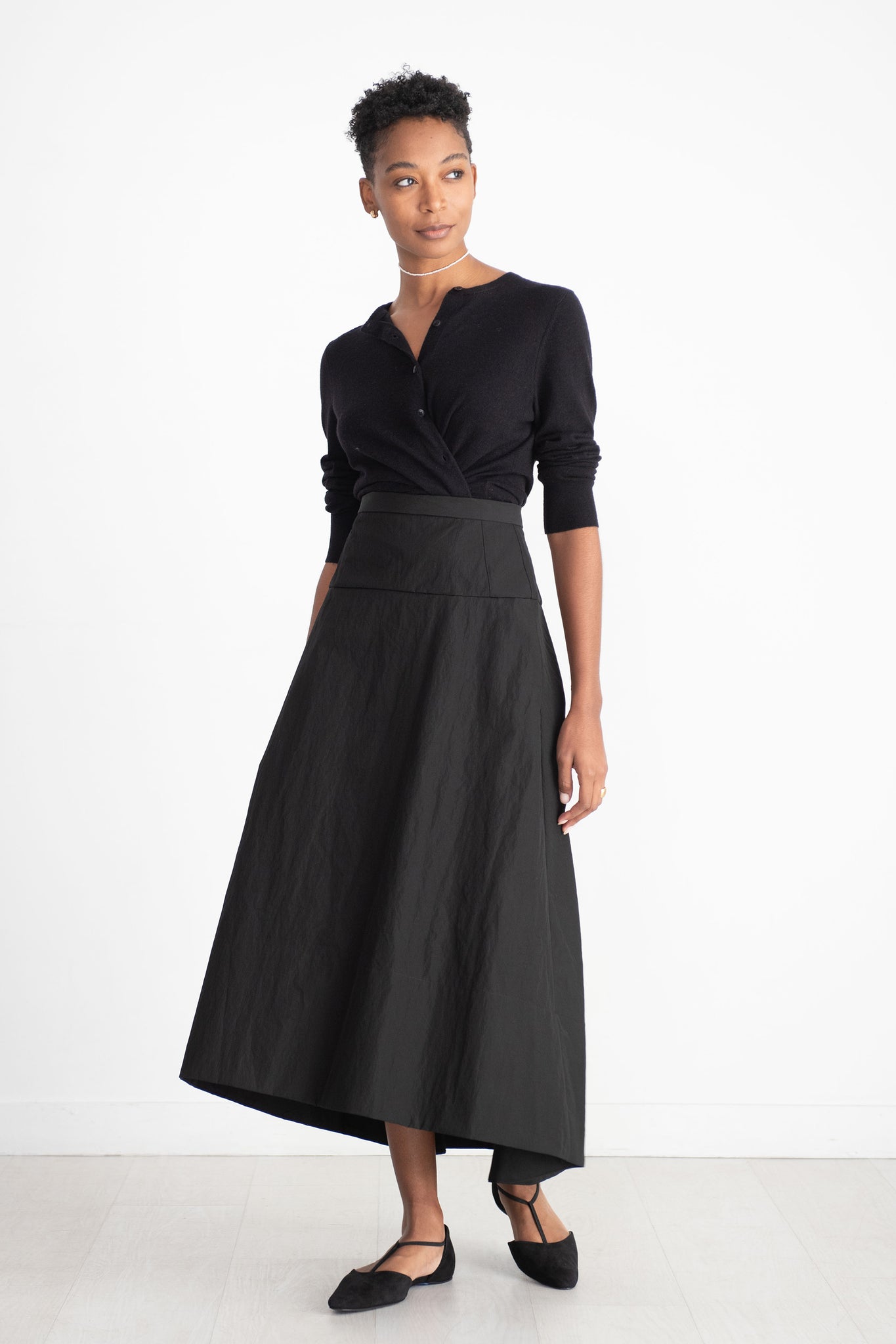 TIBI - Schema Sculpted Midi Skirt, Black