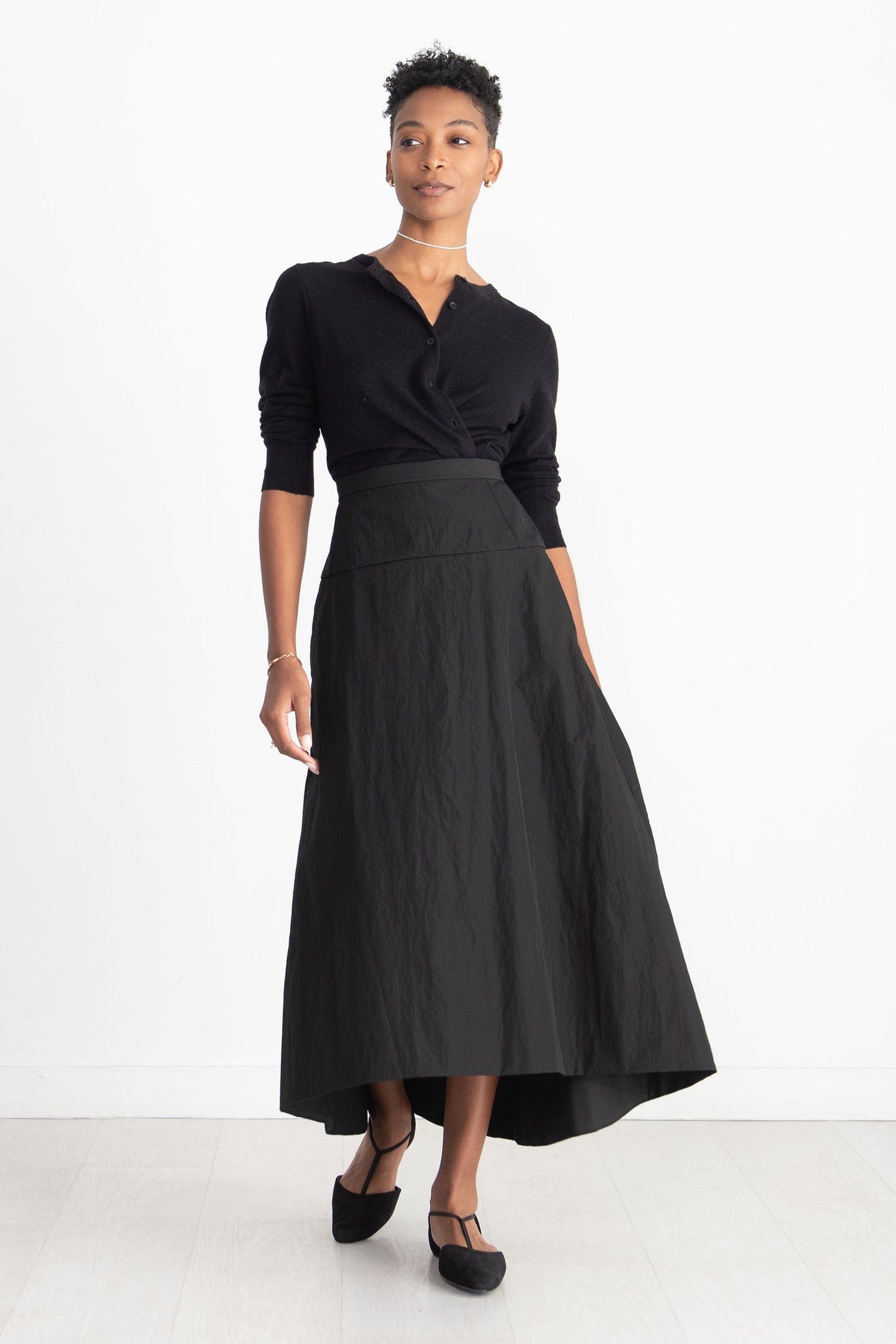 TIBI - Schema Sculpted Midi Skirt, Black