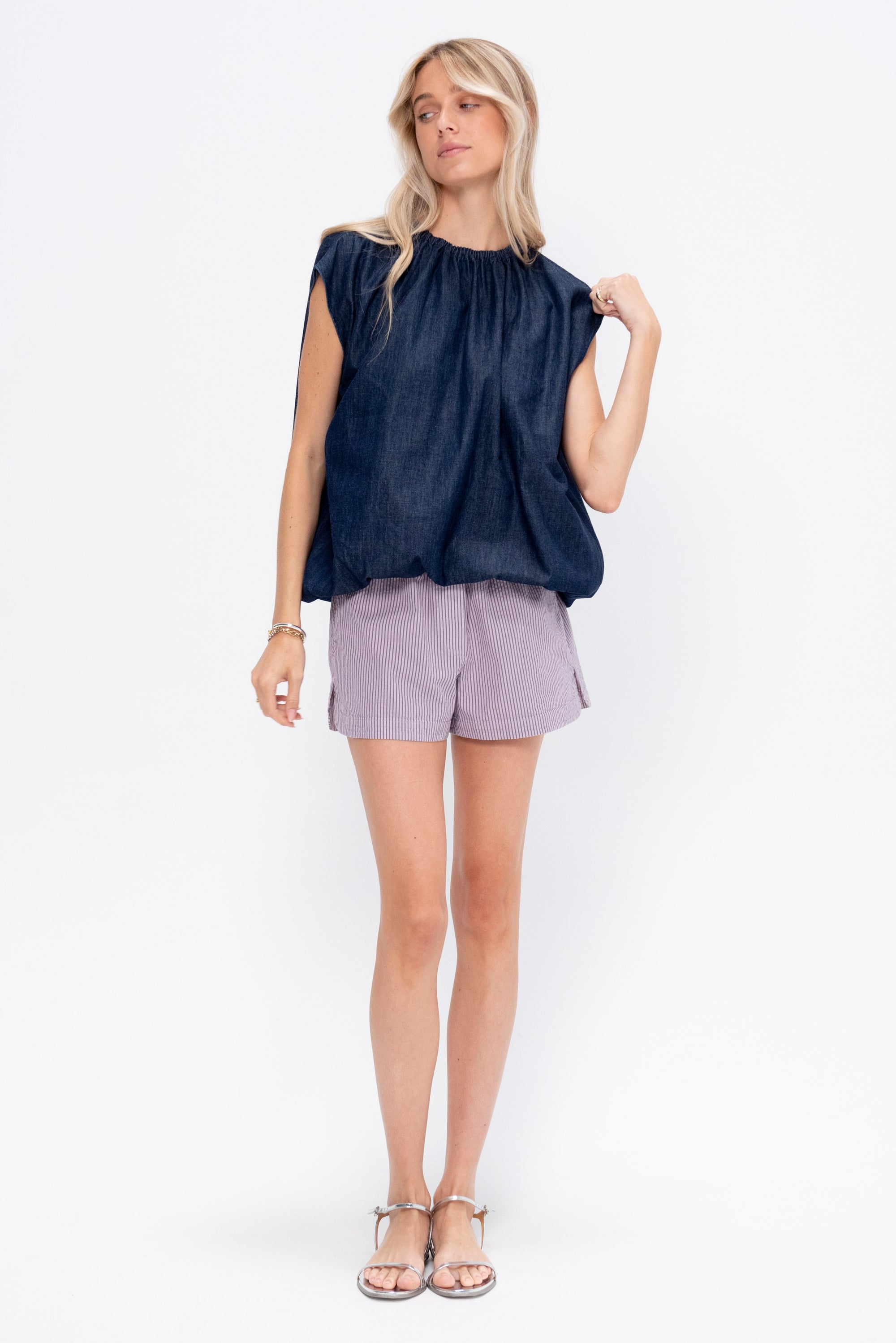Garment Dyed Seersucker Pull On Shorts, Mauve Multi