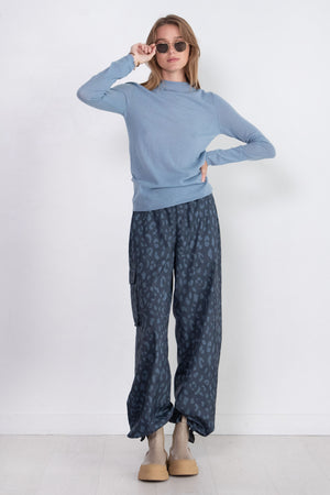 TIBI - Skinlike Mercerized Wool Soft Sheer Pullover, Blue Mist
