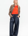 Skinlike Mercerized Wool Shrunken V-Neck Sweater, Red