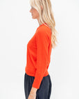Skinlike Mercerized Wool Shrunken V-Neck Sweater, Red