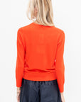 Skinlike Mercerized Wool Shrunken V-Neck Sweater, Red