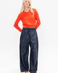 Skinlike Mercerized Wool Shrunken V-Neck Sweater, Red