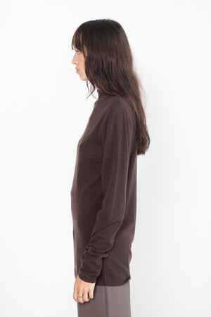 TIBI - Skinlike Mercerized Wool Soft Sheer Pullover, Brown