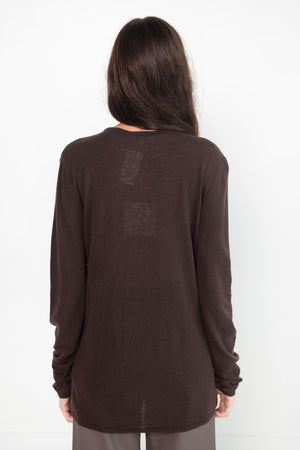 TIBI - Skinlike Mercerized Wool Soft Sheer Pullover, Brown