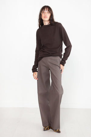 TIBI - Skinlike Mercerized Wool Soft Sheer Pullover, Brown