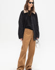 Skinlike Mercerized Wool Crewneck Pullover, Charcoal