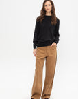 Skinlike Mercerized Wool Crewneck Pullover, Charcoal