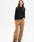 Skinlike Mercerized Wool Crewneck Pullover, Charcoal
