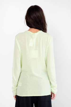 TIBI - Skinlike Mercerized Wool Soft Sheer Pullover, Pale Lime