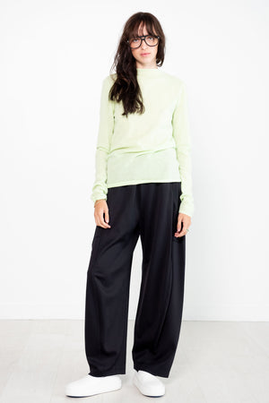 TIBI - Skinlike Mercerized Wool Soft Sheer Pullover, Pale Lime