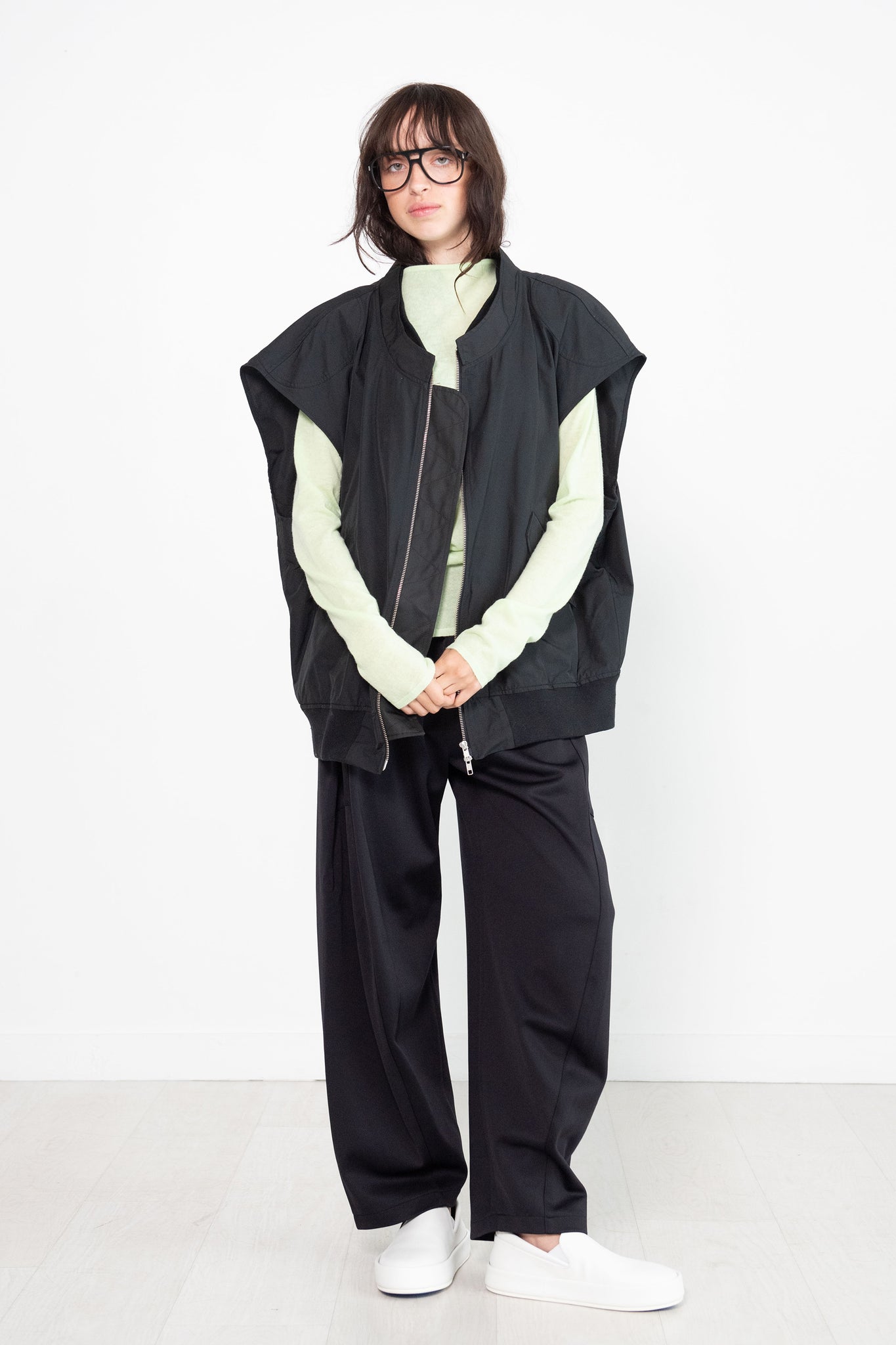 TIBI - Skinlike Mercerized Wool Soft Sheer Pullover, Pale Lime