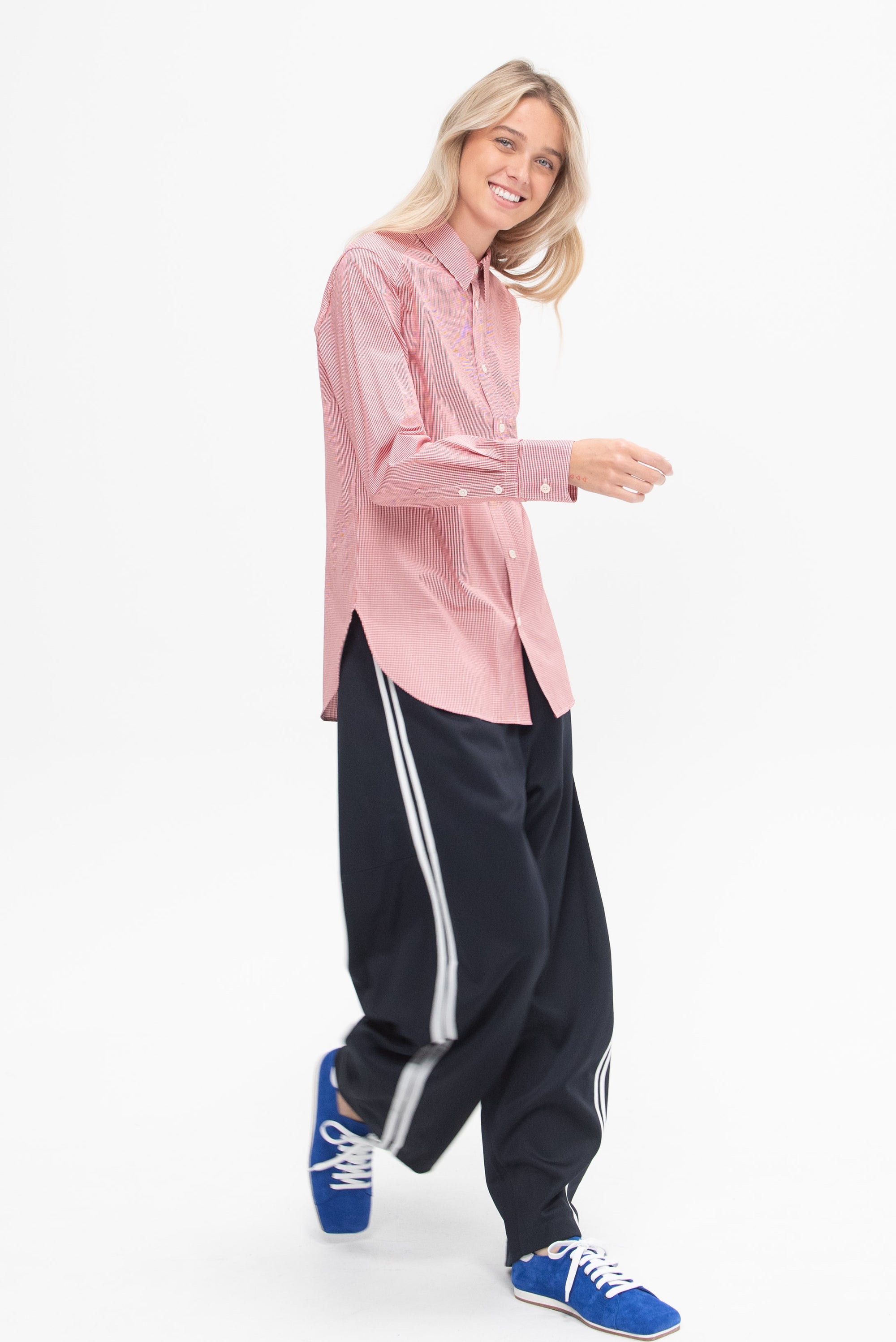 Mini Check Shirting Detached Slim Shirt, Red Multi