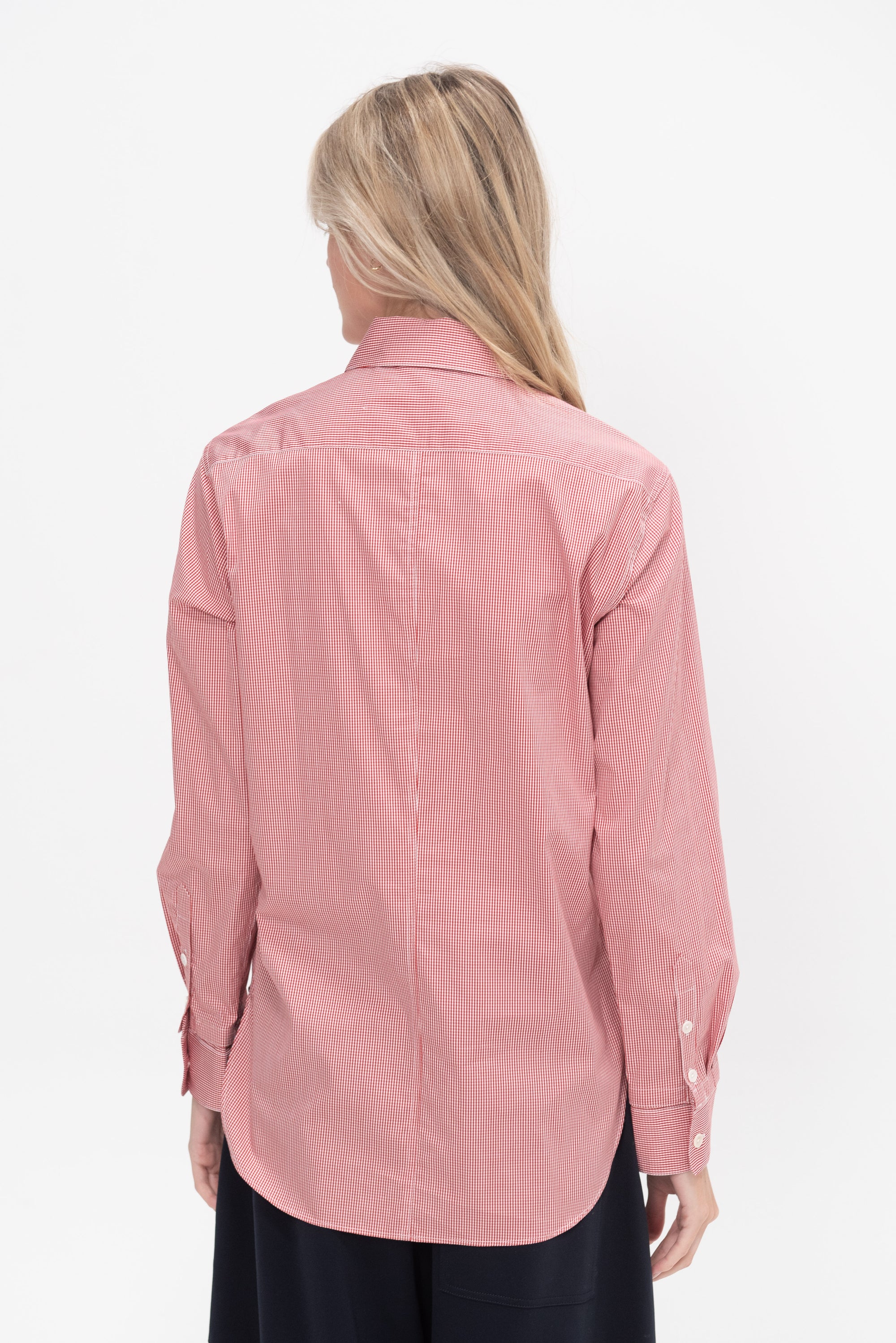 Mini Check Shirting Detached Slim Shirt, Red Multi