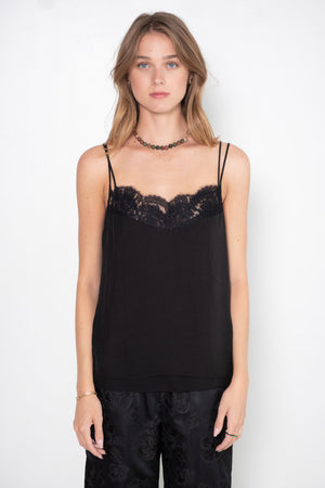 TIBI - Lace Slip Cami, Black