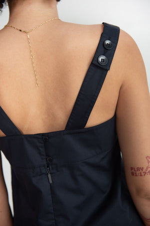TIBI - Strappy Top Eco Poplin, Dark Navy
