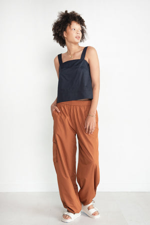 TIBI - Strappy Top Eco Poplin, Dark Navy