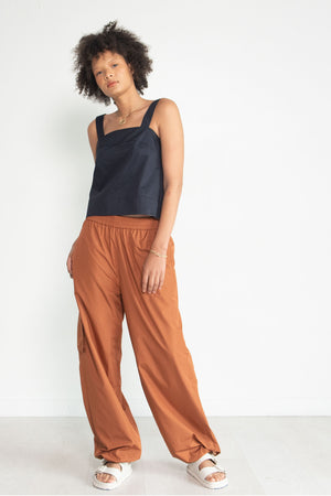 TIBI - Strappy Top Eco Poplin, Dark Navy