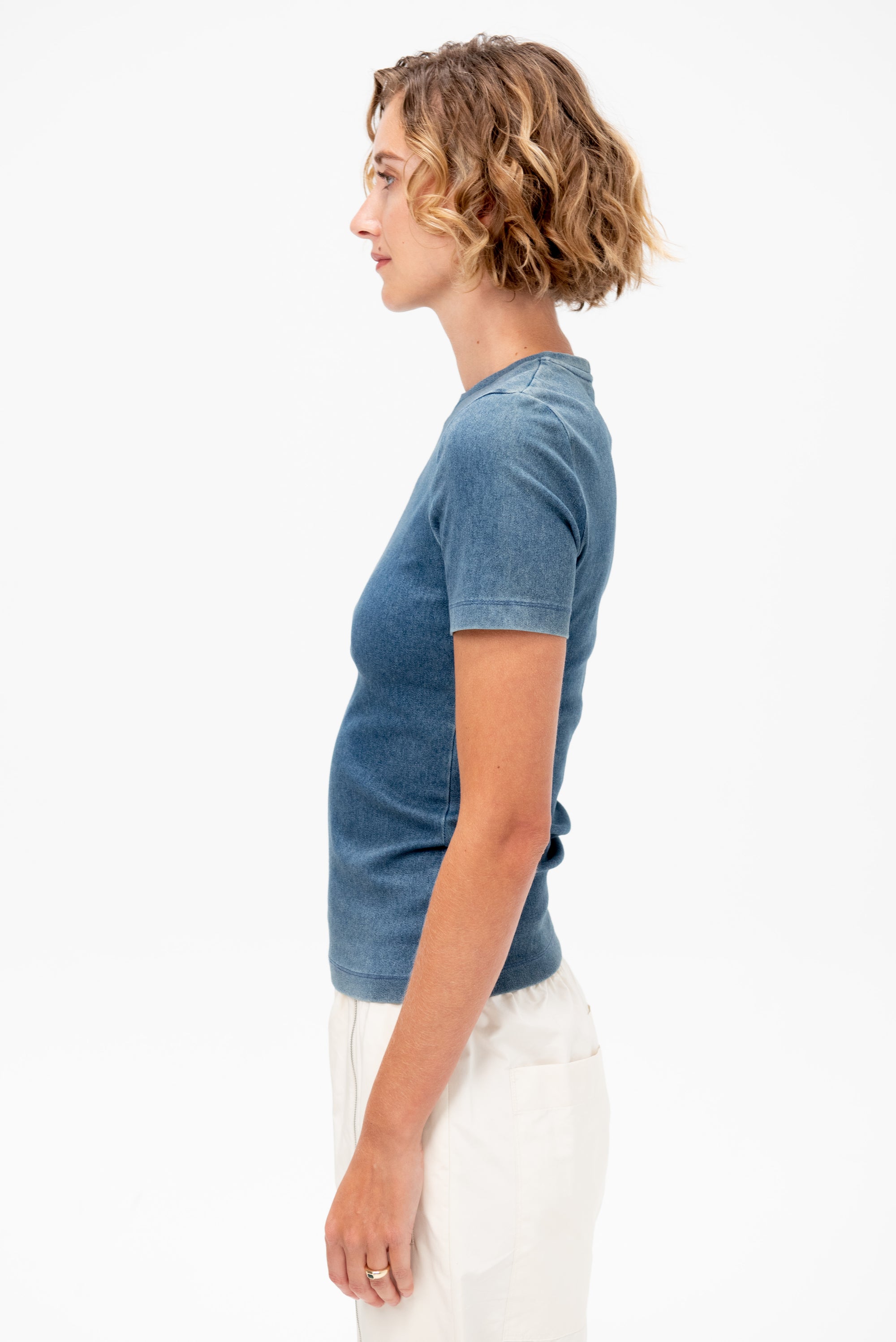 Stretch Denim Baby T-Shirt, Classic Wash