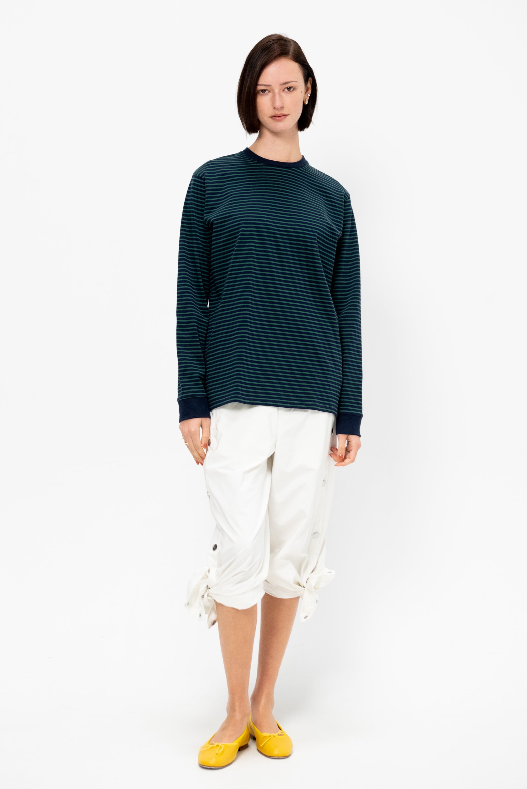 Striped Perfect Unisex Long Sleeve T-Shirt, Navy &amp; Green Multi