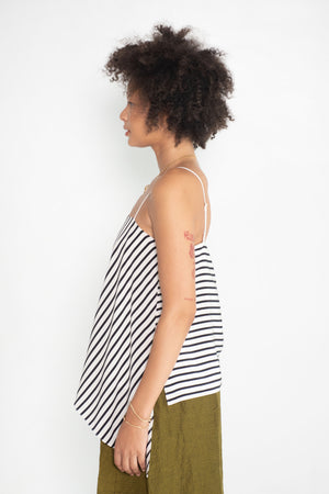 TIBI - Identity Stripe Draped Cami, Black & White