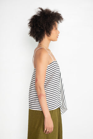 TIBI - Identity Stripe Draped Cami, Black & White