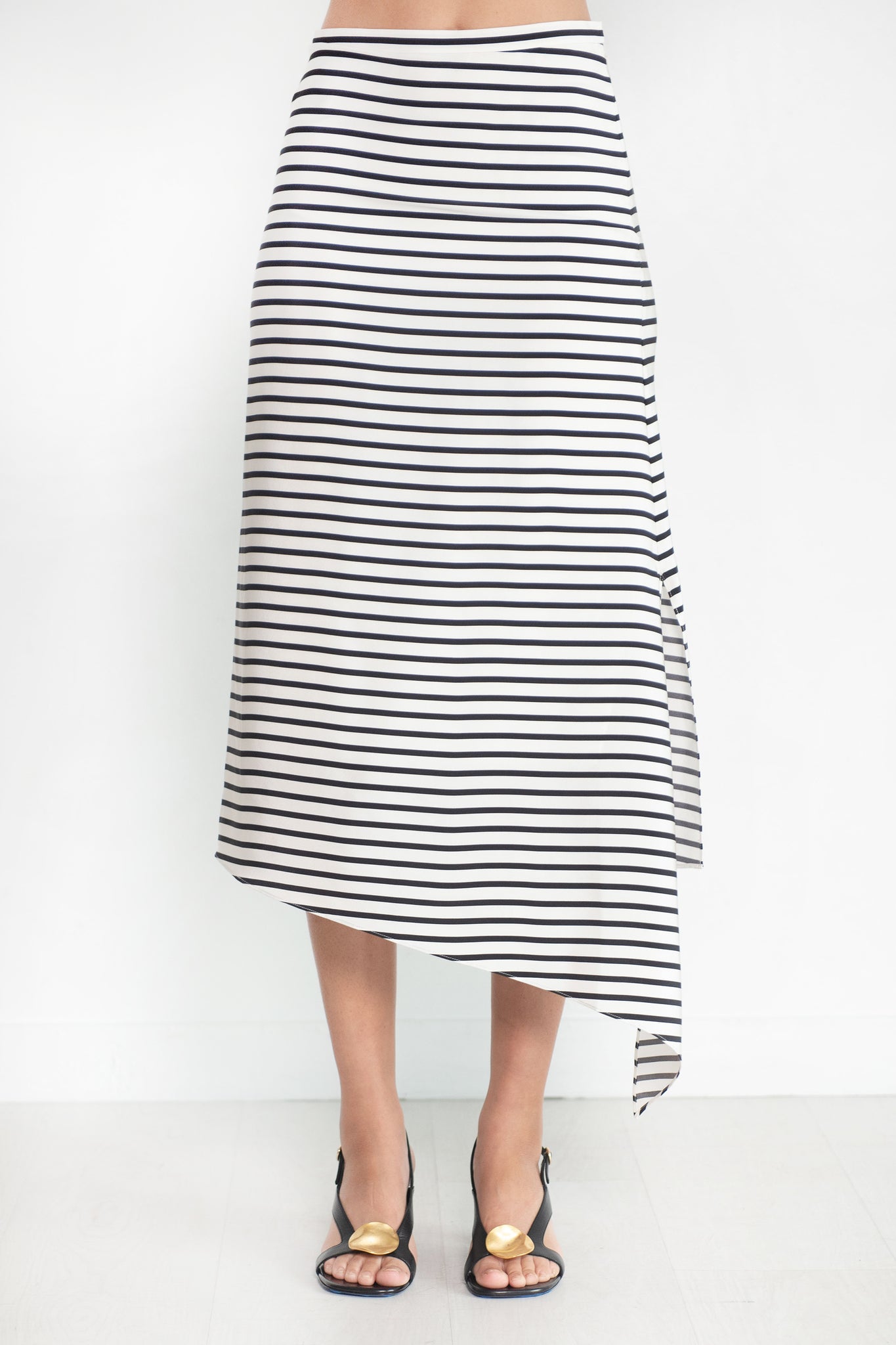 TIBI - Identity Stripe Pencil Skirt, Black Multi