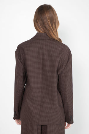 TIBI - Jett Suiting Liam Blazer With Slit Zipper Detail, Brown Multi