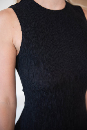 TIBI - Sage Crinkle Lyocell Fitted Tank, Black
