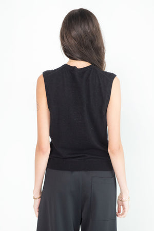Tibi - Skinlike Mercerized Wool Sleeveless Sweater, Midnight Navy