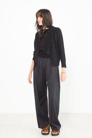 Tibi - Skinlike Mercerized Wool Sleeveless Sweater, Midnight Navy