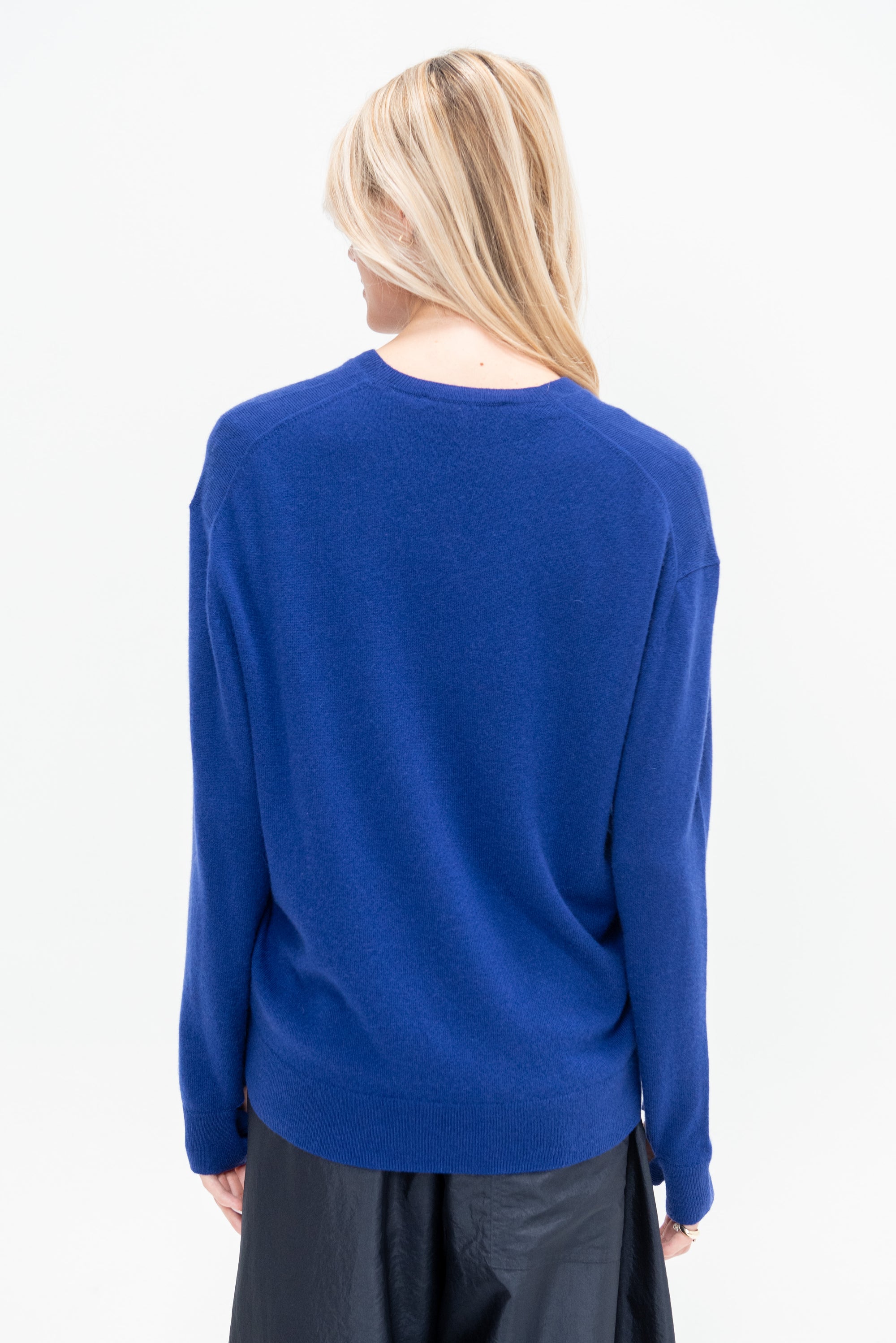 Washable Cashmere Easy V-Neck Sweater, Ink Blue