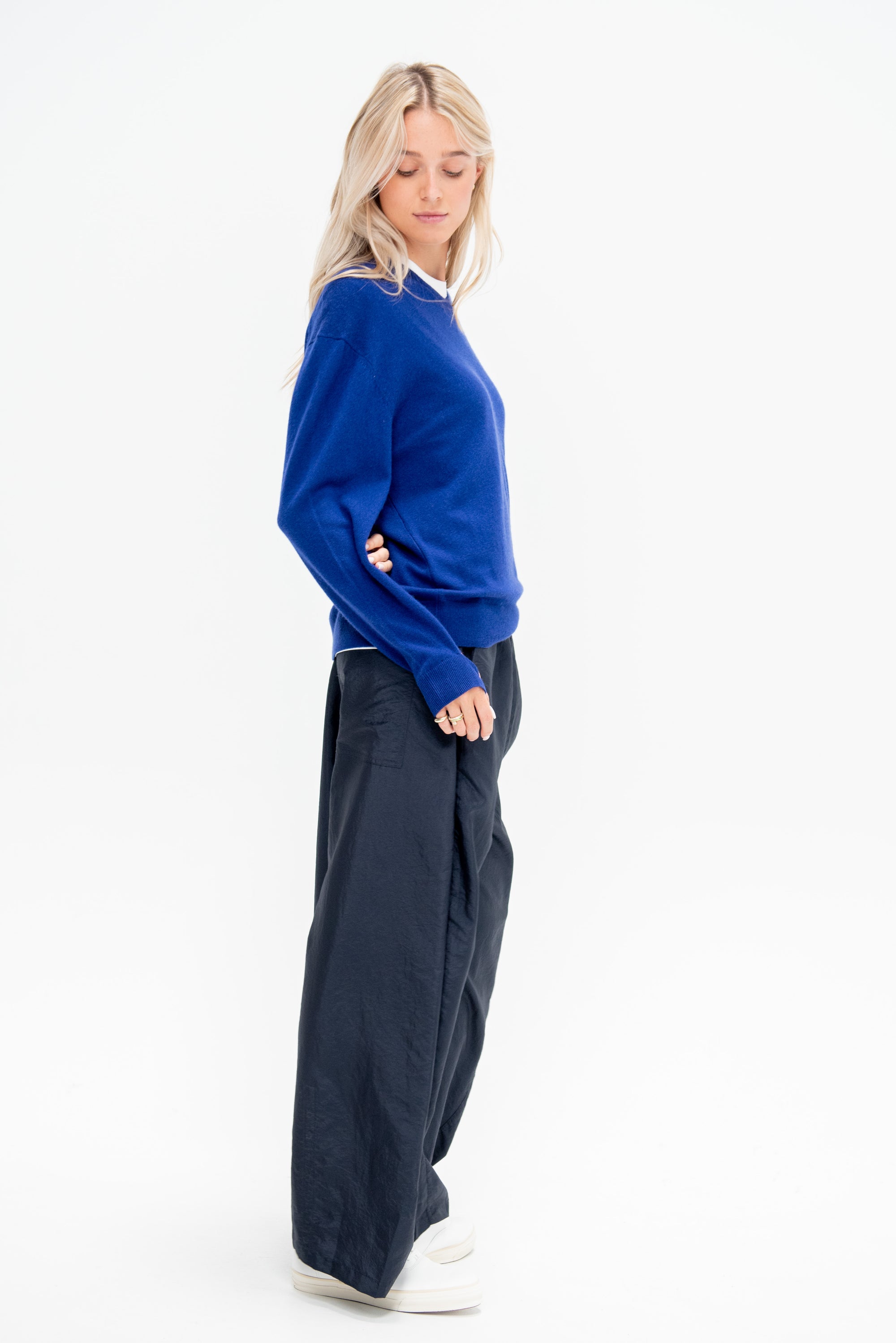 Washable Cashmere Easy V-Neck Sweater, Ink Blue