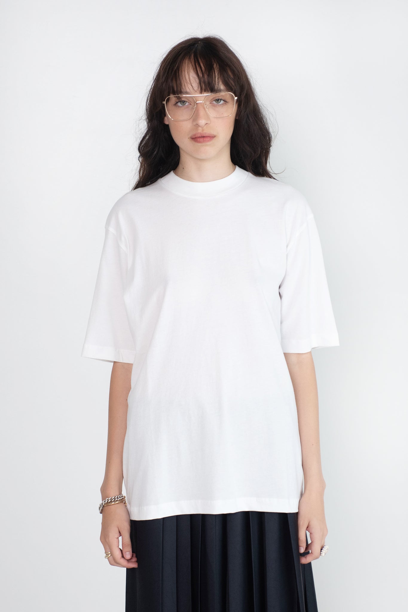 TIBI - Mock Neck Unisex T-Shirt, White