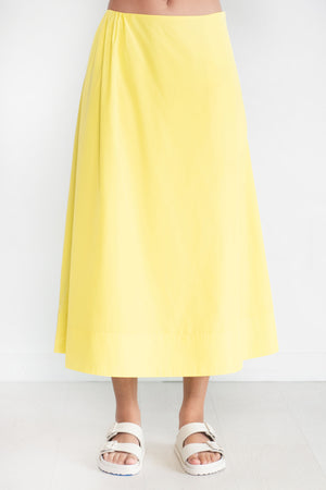 TIBI - Italian Sporty Nylon Side Shirred Circle Skirt, Yellow
